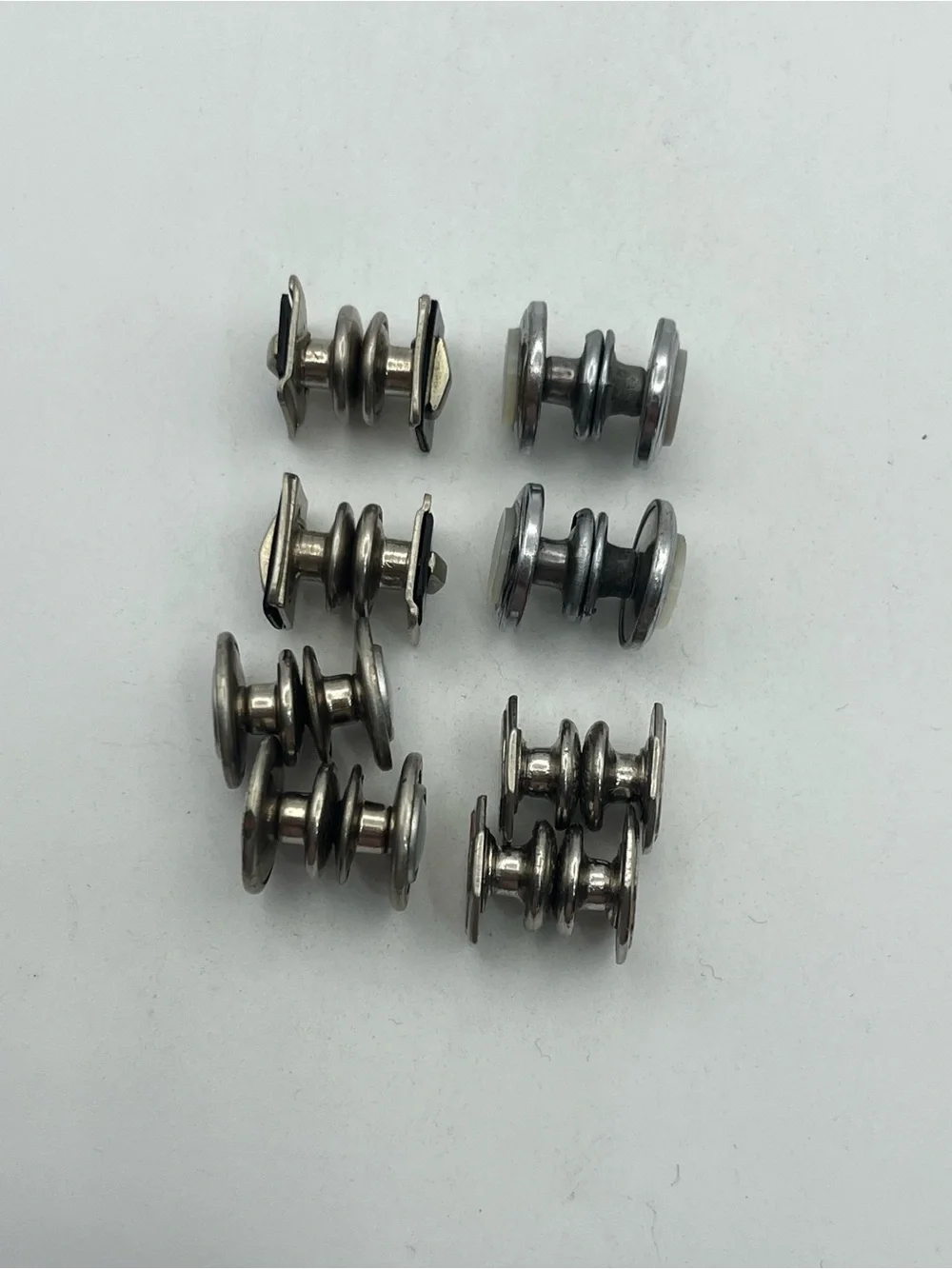 Art Deco silver tone snap link cufflinks vintage set of 4 embossed design